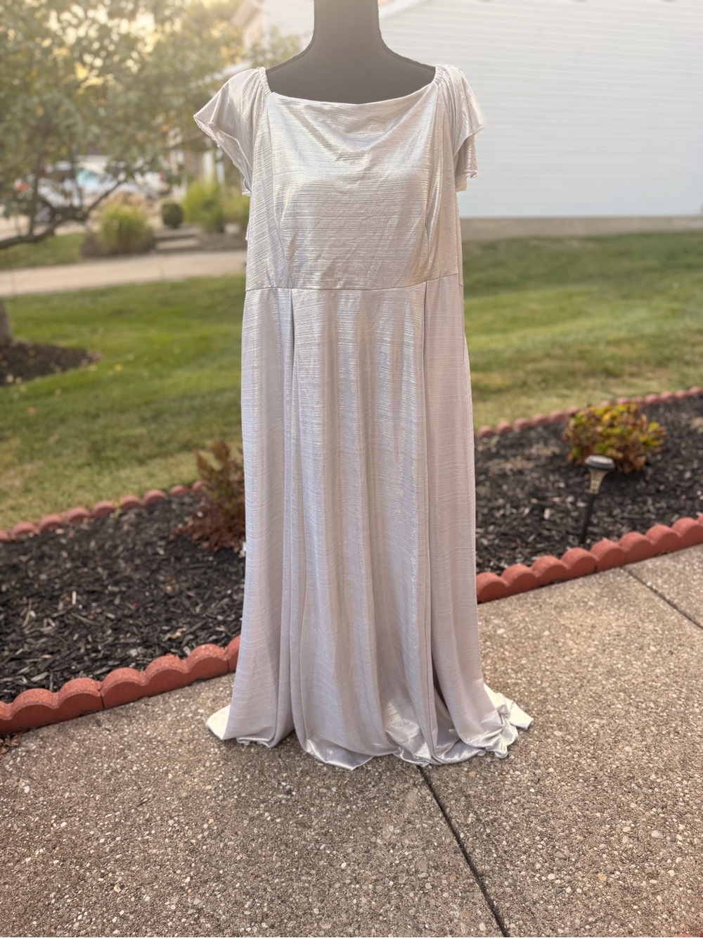 Elegant Shimmery Champagne Evening Maxi Dress